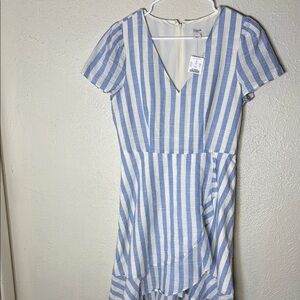 J. Crew Ivory and Sky Blue Striped Dress